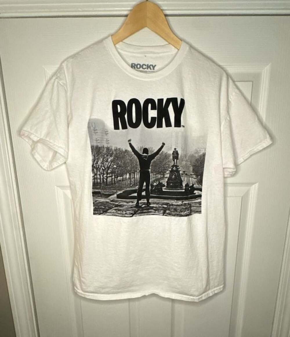 Rocky Balboa Steps Graphic T-Shirt White Size L